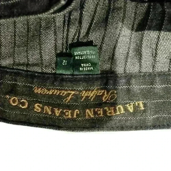 VTG LAUREN RALPH LAUREN Denim PANT & BLAZER SUIT Grey PINSTRIPE Black Label SZ M - Picture 6 of 8
